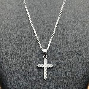 925 Sterling Necklace W/ CZ Cross Pendant Women's Valentine's Day Birthday Gift